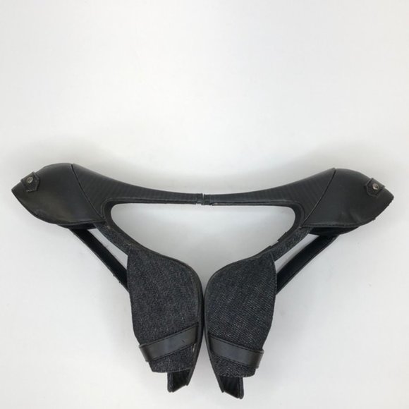 Mascotte Black Denim Peep Toe Heels, Size 7 - Picture 4 of 9